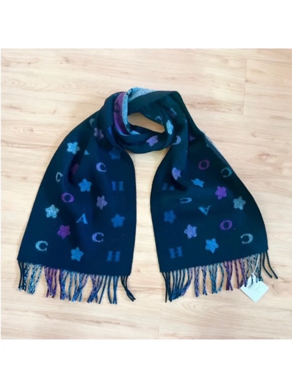 Coach Coach Stars Striped Print Muffler 100% Wool# 4623